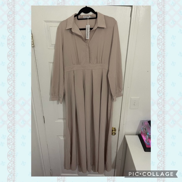 URBAN MODESTY Taupe Lattice Abaya Maxi Dress - Picture 1 of 3